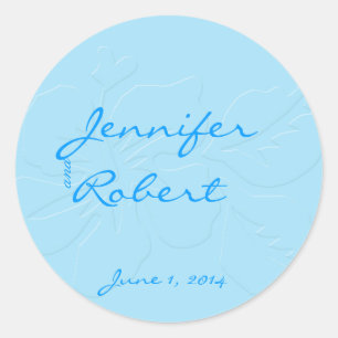 Robin Egg Blue Tone on Tone Hibiscus Classic Round Sticker