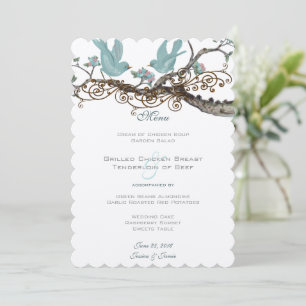 Robin Egg Blue Vintage Love Birds Wedding Menu
