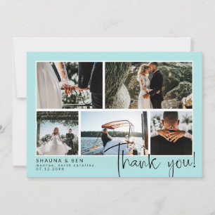 Robin Egg Blue Wedding Photo Collage Thank You