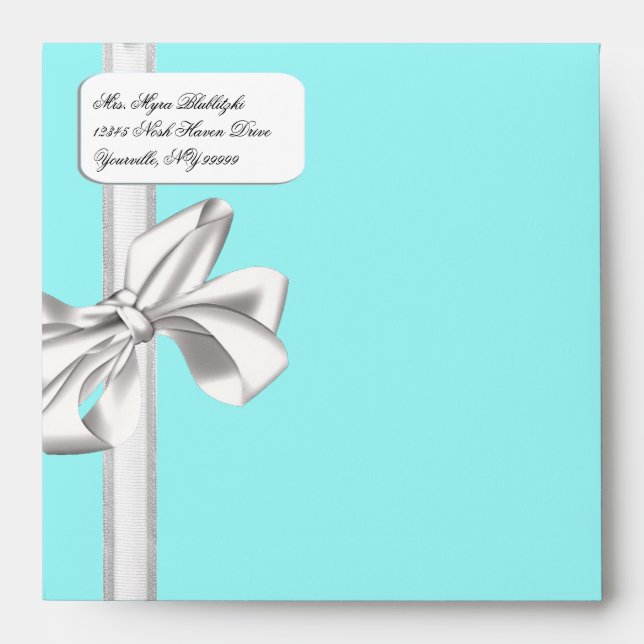 Robin Egg Blue White Bow Envelopes (Front)