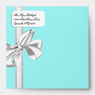 Robin Egg Blue White Bow Envelopes