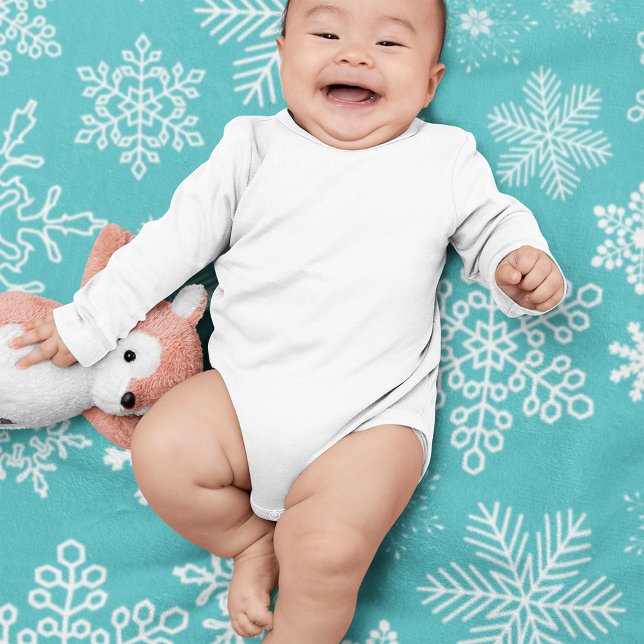 Robin Egg Blue White Snowflake Pattern Fleece Blanket (Creator Uploaded)