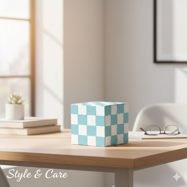 Robin Egg Blue with White Square Pattern Classic Favor Box (Robin Egg Blue with White Square Pattern Classic Favor Boxes)