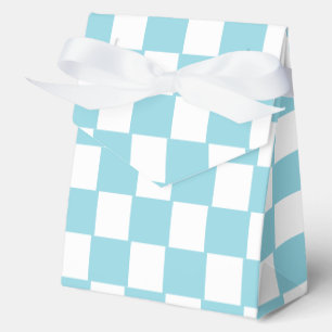 Robin Egg Blue with White Square Pattern Tent Favor Box