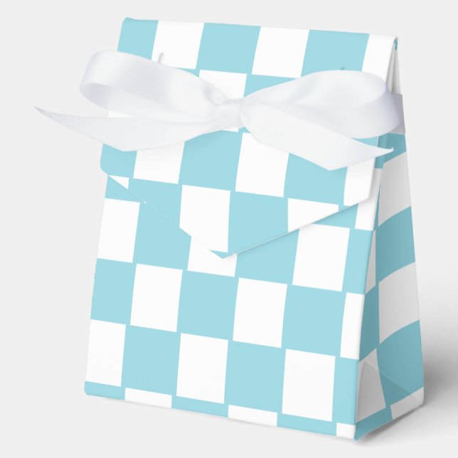 Robin Egg Blue with White Square Pattern Tent Favor Box (Front)