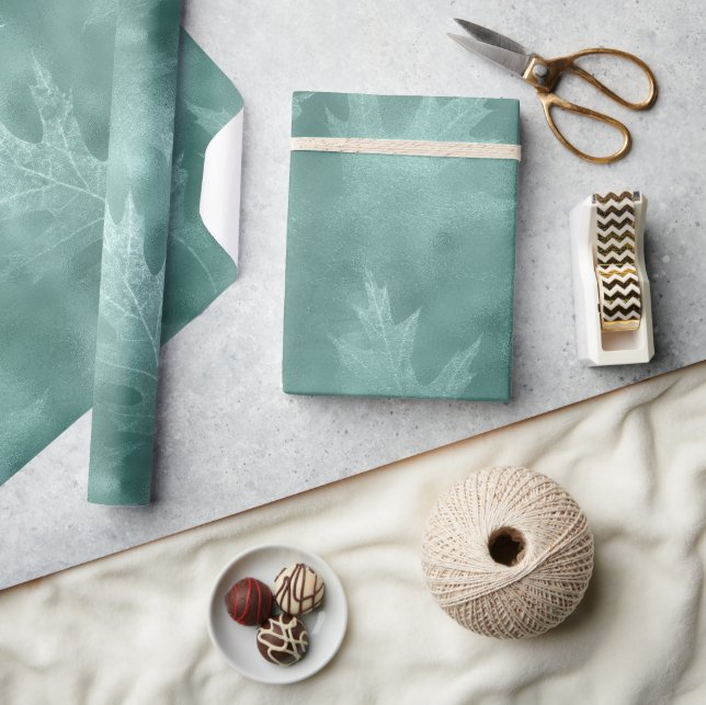 Robin Egg Green Leaf   Wrapping Paper (Crafts)