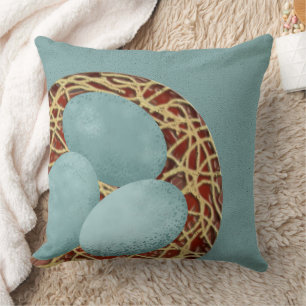 Robin Egg Nest Art Throw Pillow