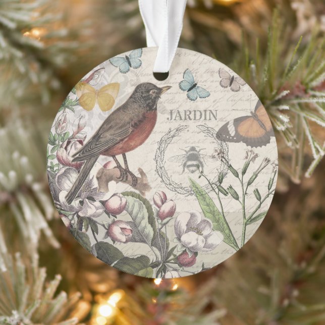 Robin Elegant Bird Butterfly French Art (Arbre)