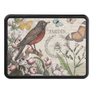 Robin Elegant Bird Butterfly French Art Trailer Hitch Cover