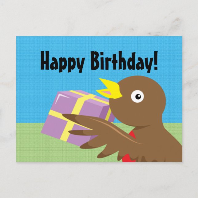 Robin Happy Birthday Postcard (Front)
