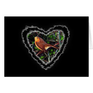 Robin Heart Valentine Romance Love Card