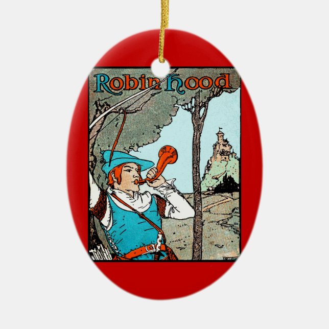 Robin Hood Antique Illustration Merry Men Ceramic Ornament (Front)