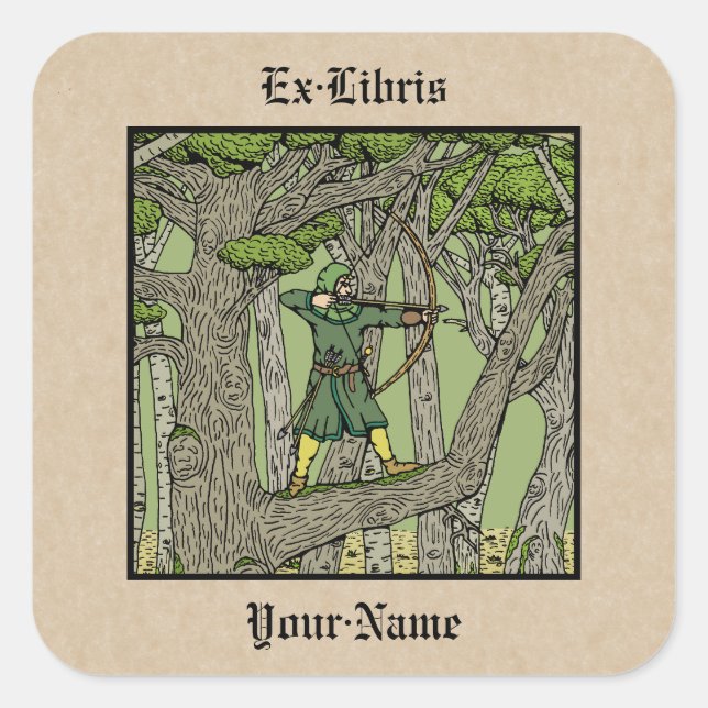 Robin Hood Bookplate Square Sticker (Front)