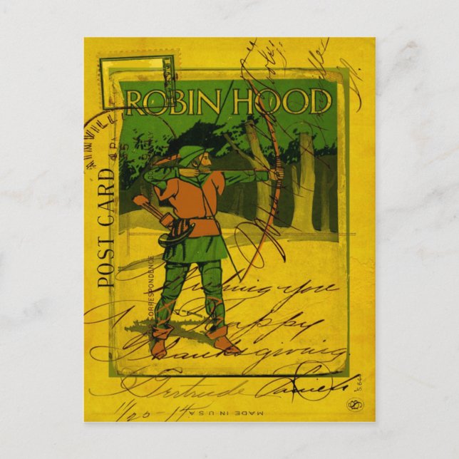 Robin Hood, His Bow and Arrow Postcard (Front)