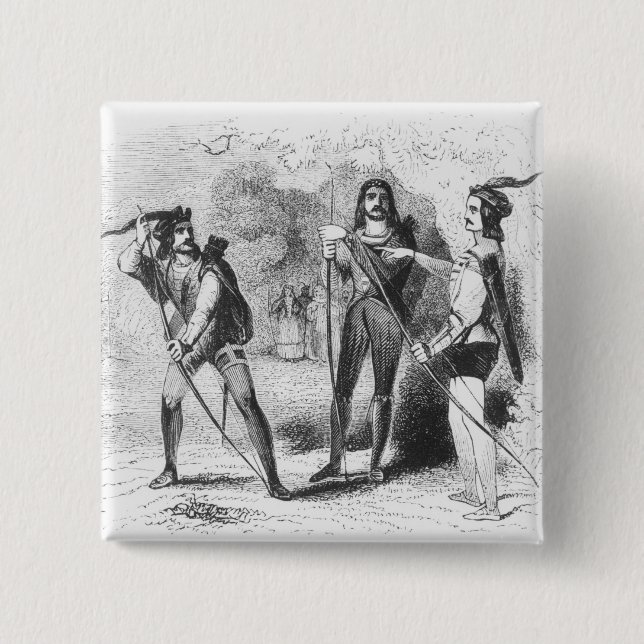 Robin Hood, Scarlet and John 2 Inch Square Button (Front)