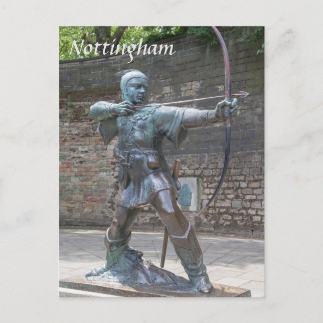 Robin Hood Statue by Nottingham Castle photo Postcard (Front)