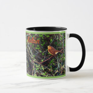 Robin in a hedge mug