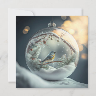 Robin in Globe Christmas Card
