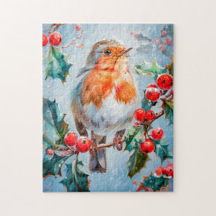 Robin in Nature Impressionist Style Art Jigsaw Puzzle