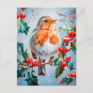 Robin in Nature Impressionist Style Art Postcard