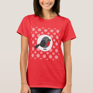 Robin in Snowflakes Background T-Shirt