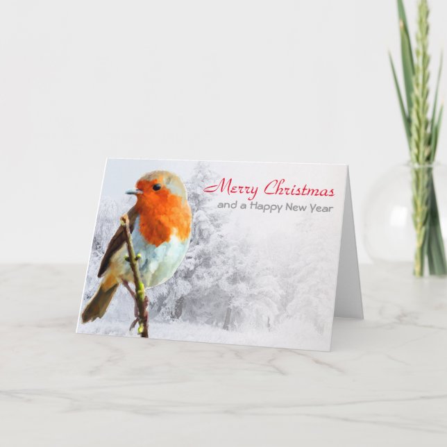 Robin in Winter Christmas Card (Front)