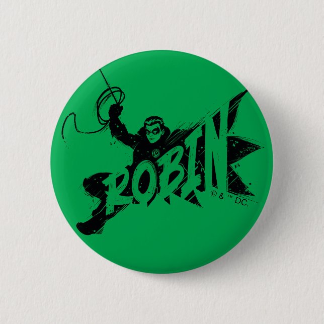 Robin Ink Brush Name 2 Inch Round Button (Front)