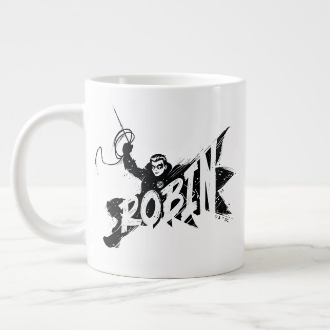 Robin Ink Brush Name Large Coffee Mug (Left)