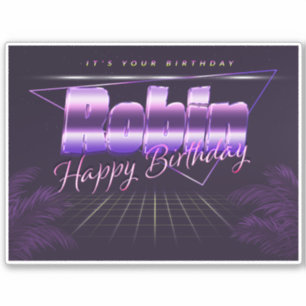 Robin Name Vorname lila retro Sticker Geburtstag