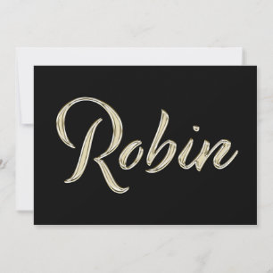 Robin Name white gold Handwriting Card