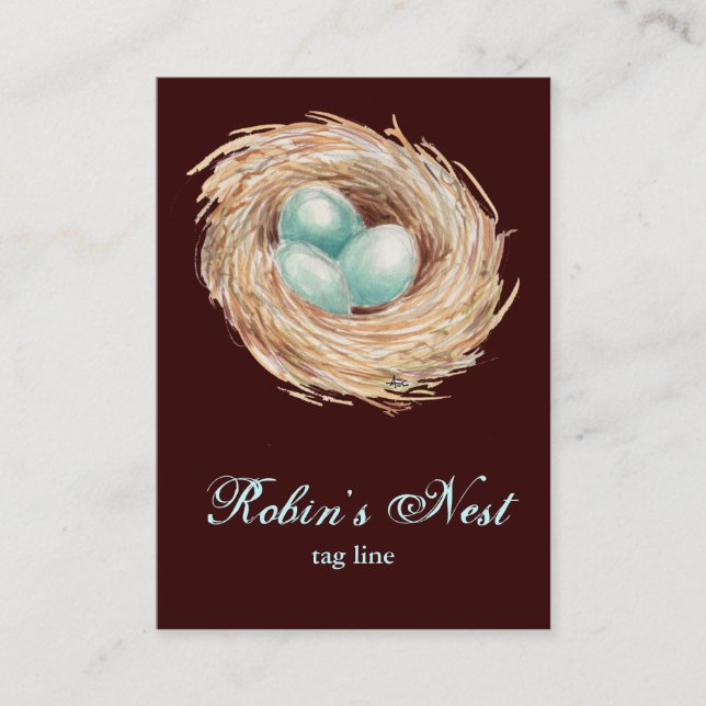 Robin Nest with Blue Eggs Custom Business Cards (Front)