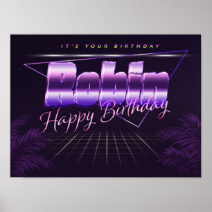 Robin Nom Vorname lila retro Poster Geburtstag