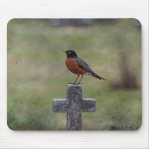 Robin on a cross mouse pad