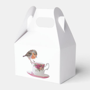 Robin on a tea cup cookie treat  favor box