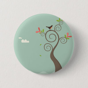 Robin on a Tree 2 Inch Round Button