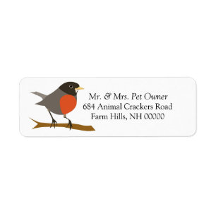 Robin On Branch Return Address Labels Stickers