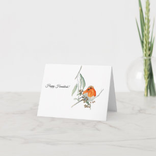 Robin on Eucalyptus Branch — Folded Greeting Car Card