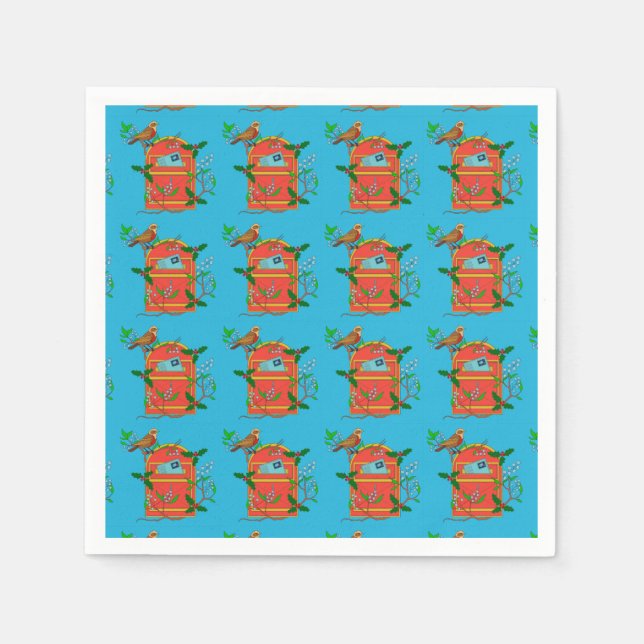 Robin on Postbox Napkin (Front)