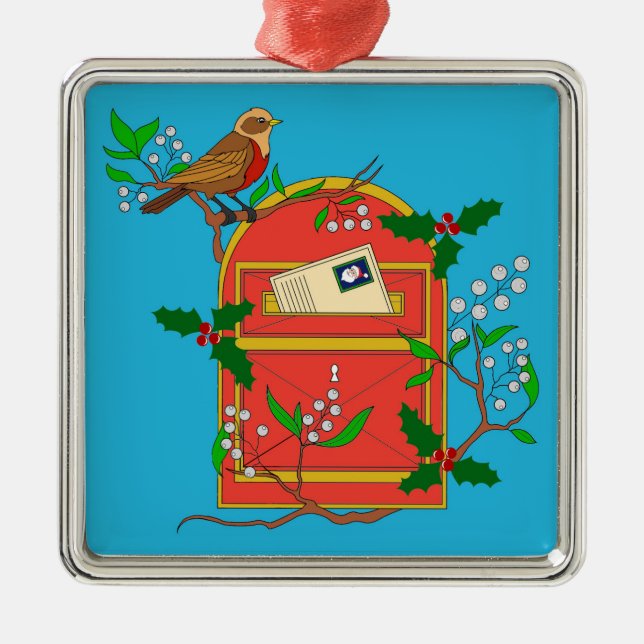 Robin on Postbox Ornament (Front)