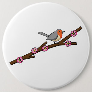Robin on Sakura 6 Inch Round Button
