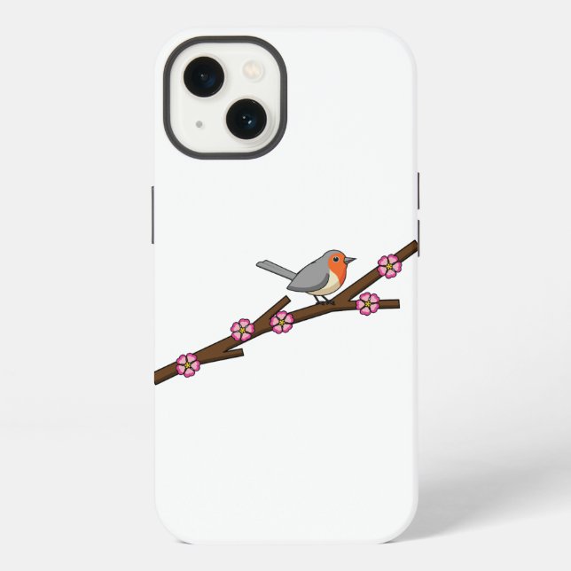 Robin on Sakura iPhone Case (Back)