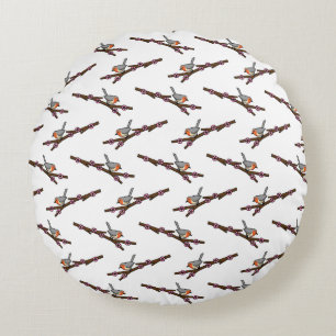 Robin on Sakura Round Pillow