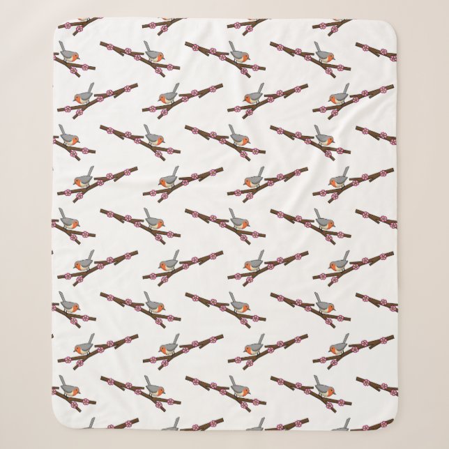 Robin on Sakura Sherpa Blanket (Front)