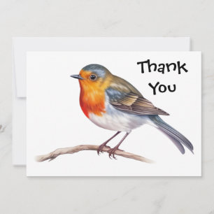  Robin on tree  brach   Flat Thank You Card
