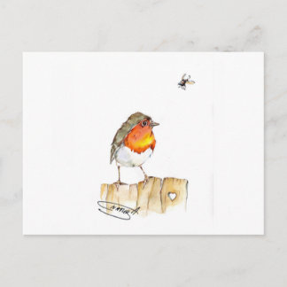 Robin Original Watercolor Design Postcard