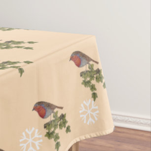 Robin perched on ivy leafs wild birds tablecloth