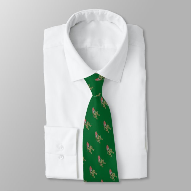 Robin perched on ivy leafs wild birds tie (Tied)
