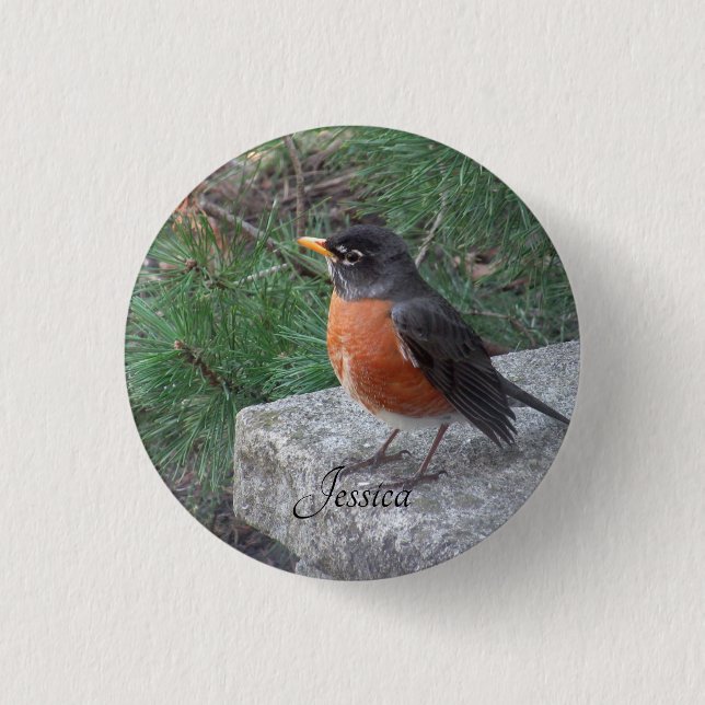 Robin Photo Personalized Name   1 Inch Round Button (Front)