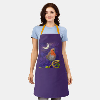 Robin pondering Moon apron