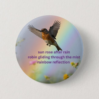 Robin Rainbow 2 Inch Round Button